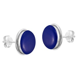 Everyday Elegance - Pendientes redondos de plata de ley 925 (12 mm), diseño de lapislázuli