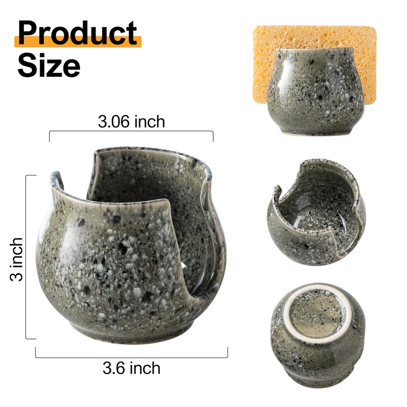 Zoeeker Sink Sponge Holder, Ceramic Kitchen Sponge Holder Sink Caddy