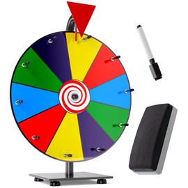 T-SIGN 12 Inch Heavy Duty Spinning Prize - 10 Slots Color Tabletop Roulette Spinner Wheel of Fortune - Spin The Wheel with Dry Erase Marker and Eraser Win The Fortune Spin Game for Trade Show