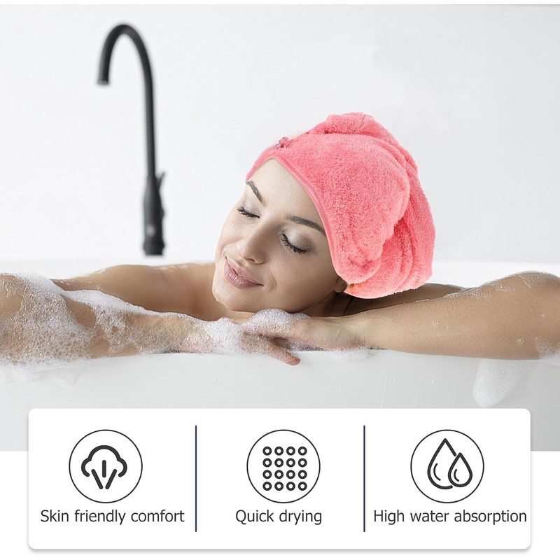 Toalla de Microfibra Cabello Rojo, Súper Absorbente Secado Rápido, Gorro