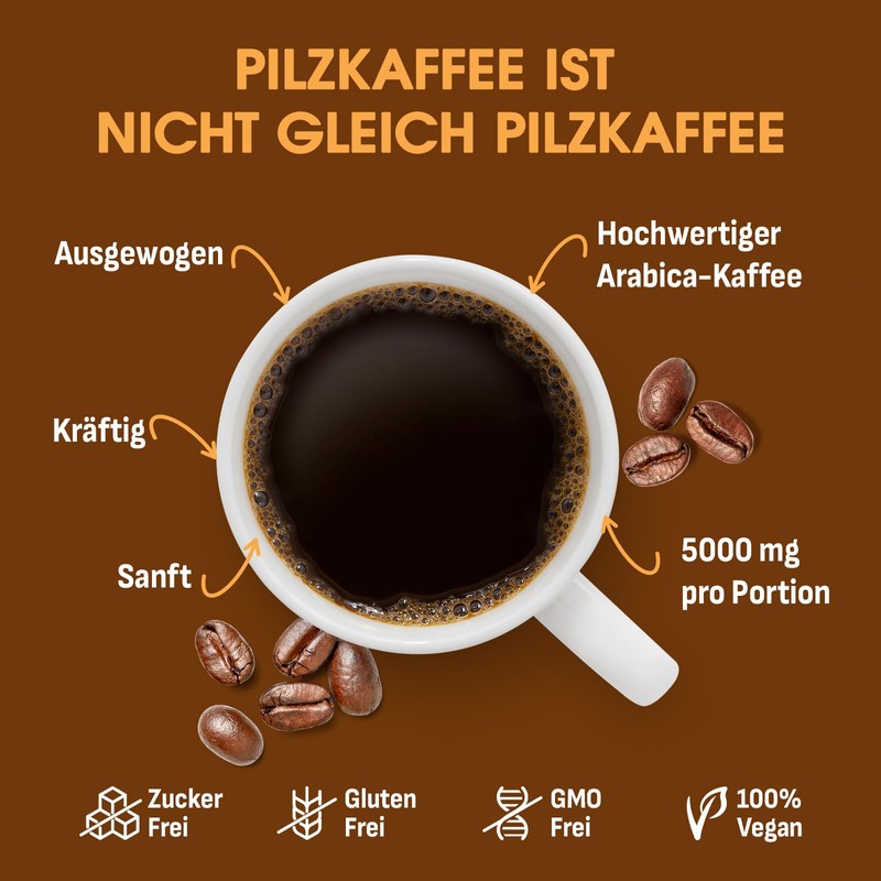 Gaelikine Mushroom Coffee - Pilzkaffee, ber 10 Pilze mit Adaptogenen
