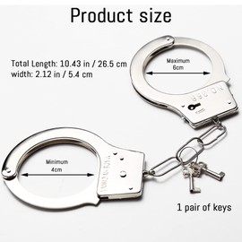 XiXiRan Handcuffs Children's Metal, Police Toy from 6 Years with Safety Device, Police Games Children with 2 Keys, Police Costume Accessories for Children, Party Prop, Game Accessories