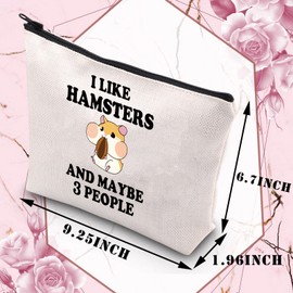 PLITI Hamster Makeup Bag Funny Hamster Lover Gift for Hamster Mom Gift I Like Hamsters and Maybe 3 People, I Like Hamstersu