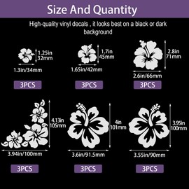 OIIKI 12Pcs Hibiscus Flowers Car Decals for Women, 3.5” Waterproof Vinyl Automotive Exterior Decoration Stickers for Auto Body Hood SUV Truck Motorcycle Doors Walls Laptop-Silver (3 Sets)