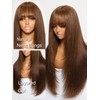YIROO Yaki Straight Human Hair Wig with Bangs Chocotlate Brown