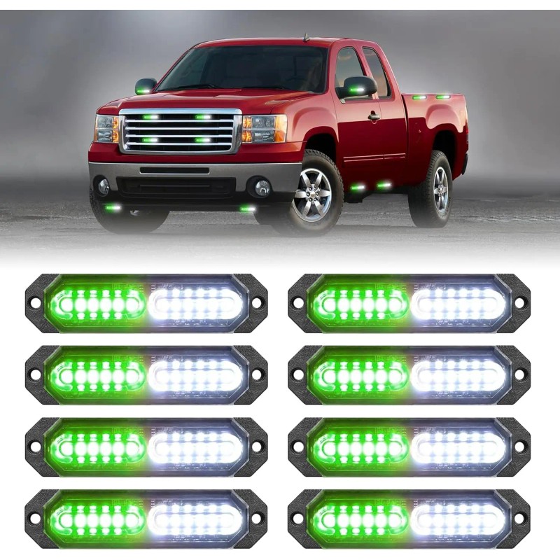 Flashing Lights Emergency Strobe Lights 8pcs 12 LED Sync Safety