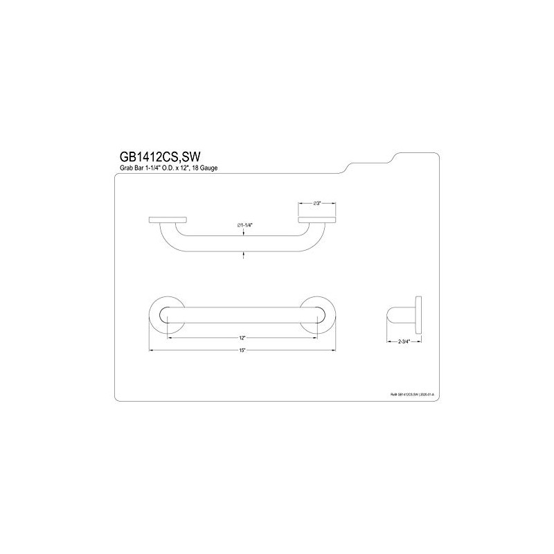Kingston Brass GB1412CSW Made to Match 12-Inch Stainless Steel Grab