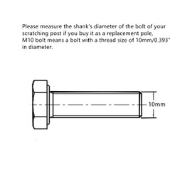 SHENGOCASE 17.7" L, Ø 2.75" Cat Tree Accessories Replacement Post Pole with M10 Bolt, DIY Cat Scratching Post Replacement Part Pole
