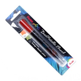Pentel Arts DualMetallic Brush, Orange/Metallic Yellow