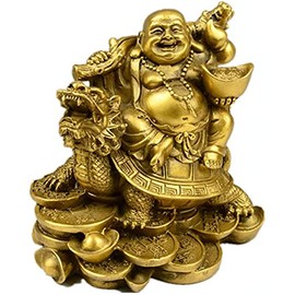 FUSUIYA Hotei "Ride on a Dragon Turtle" Hotei Maitreya Buddha Maitreya Bodhisattva Feng Shui Goods Figurine Money Luck Good Luck Amulet Copper