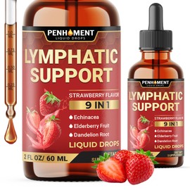 PENHOMENT 9in1 Lymphatic Drainage Drops Supplement - Echinacea | Elderberry | Dandelion | Rosehip | Cleavers | Calendula | Burdock - Lymph System Liquid Extract - Immune, Cleansing - 2 Fl Oz - 60 Days