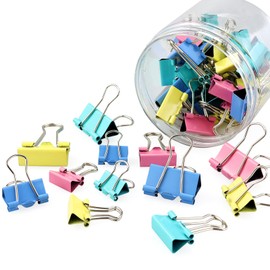 50pcs Colored Binder Clips,3 Sizes Metal Foldback Clips Color Bulldog Clips Metal Foldback Clamps Coloured Stationery File Money Paper Clamps Colored Metal Binder Clips for School(15mm/19mm/25mm)
