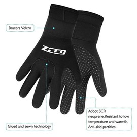 Neoprene Diving Gloves 3mm, Double-Layer Thermal Wetsuit Gloves, with Elastic Wrist and Skid Resistance Particles, for All Watersports,from ZCCO (M)