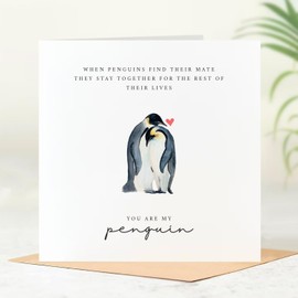 Beau Willows You Are My Penguin Valentines Card - Cute Romantic Valentine's Day Card for Girlfriend Boyfriend Wife Husband Partner Friend Him Her, Anniversary Greeting Cards for Fiancee