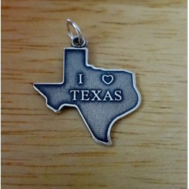 Wholesale Charms Sterling Silver 23x21mm says I Love Texas with Heart State Charm