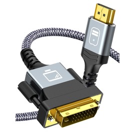 Snowkids HDMI to DVI,Sturdy Braid HDMI to DVI Cable 10FT [1080P 60Hz] Bi-Directional Dual Link DVI-D 24+1,DVI-I 24+5 to HDMI Cord Male to Male