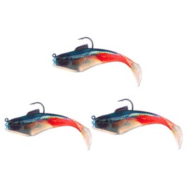 Soft Plastic Fishing Lures Set, 5 Realistic Colors, Bass Bait Collection (Blue Red)
