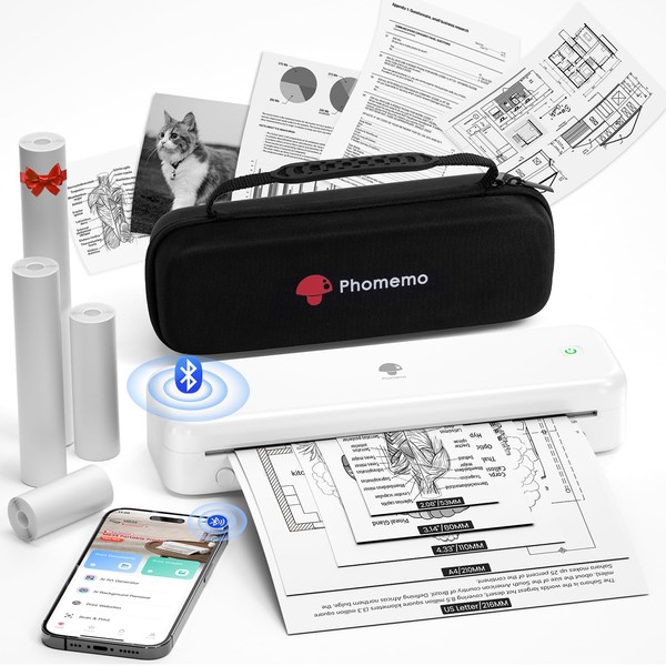 Phomemo Portable Printers Wireless for Travel [Upgraded],M834 Bluetooth Thermal Printer