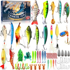 2025 Fishing Advent Calendar - 24 Days Premium Lure Countdown Set, Christmas Gift for Anglers Men Teens Boys, Freshwater Fishing Lures Kit for Husband Father Fishing Lovers