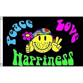 Peace, Love and Happiness Flag 5ft x 3ft