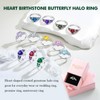 RANDES Garnet Butterfly Rings for Women White Gold Sterling Silver