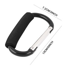 TSHAOUN 3 PCS Large Baby Stroller Hook, D Shape Large Buggy Carabiner Hook, Pram Pushchair Stroller Clip, Large Buggy Hooks, Stroller Hook, Shopping Bag Hook, Shopping Accessories (3 Black)