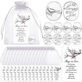 25 Sets Cardinal Memorial Angel Sign Coins Set Cardinal Funeral Pocket Token Lucky Peace Dove Sign Cardinal Poem Cards and Organza Bags Celebration of Life Funeral Favors for Guest