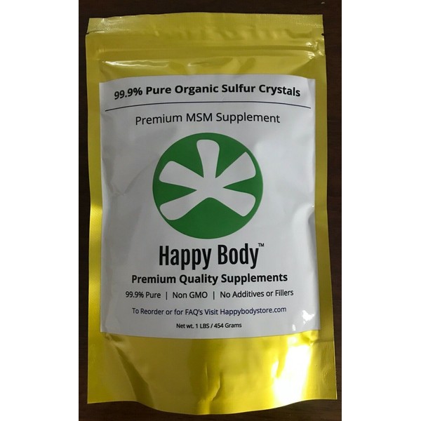Organic Sulfur Crystals HappyBody- 99% Pure MSM Premium MSM 1lb -454 Grams NEW