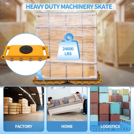 Dollate Heavy Duty Machine Skates 12T 26400lbs Machine Dolly Skate Machinery Moving Skate with 360° Rotation Cap, 8 Steel Wheels, Machinery Mover for Industrial Moving Equipment