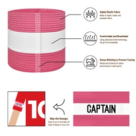 VerteLife Captain Band Player's Armband for Football and Rugby, Rubber Elastic Bracelet, Captain Bracelet, Captains Bracelet for Children, Pink