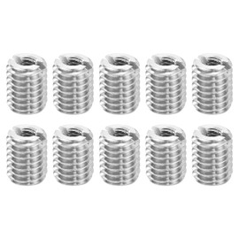 sourcing map Thread Adapters Sleeve Reducing Nuts, 10 Pcs M8x1.25 Male to M4x0.7 Female Stainless Steel Nut Screw Reducer Conversion Fastener, Threaded Insert Repair Sleeve Reducer Nut, Silver