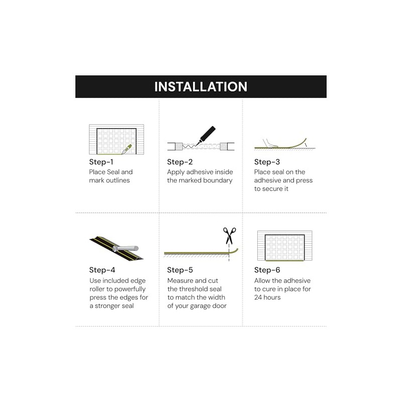 10Ft/3M Garage Threshold Seal Strip. Weatherproof EPDM Rubber Strip Replacement