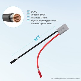 Renogy 5FT 6AWG Anderson Adapter Cable（Anderson PP75 - Anderson SB120）