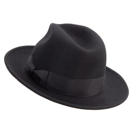 Jeanne Simmons Men's Wide Ribbon Band Fedora Hat - Black XL