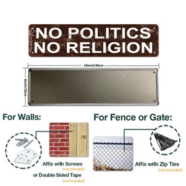 Miradendicil No Politics No Religion Metal Tin Sign Custom Bar Sign Direction For Campers Travel Home Garden Decor - 16X4 Inch (40X10 Cm)