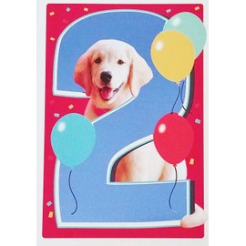 Greeting Card Happy 2nd Birthday with Golden Labrador Retriever Dog - Two Years Old