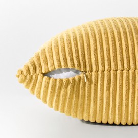 Topfinel Cushion Cover, 45 x 45 cm, Set of 2, Yellow Corduroy Striped Pattern, Cushion Covers, Decorative Cushion Covers, Sofa Cushion, Couch Cushion, Decorative Cushion Cover for Living Room