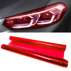 Hirificing Tint Film for Taillight Headlight Fog Light, 12×48 Inches Vinyl Self-Adhesive Car Tail Light Tape, Brake Light Headlight Cover Protection Film Color Shiny Chameleon Sticker (Red)