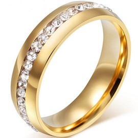 Jude Jewelers 8MM Stainless Steel Wedding Band Engagement Eternity Ring (Gold, 7)