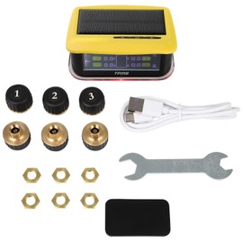 SCITOO RV tire Pressure Sensor Wireless tire Pressure Monitor for RV Tire Pressure Monitoring System 0-198psi 433MHZ Yellow RV TPMS with 6 sensors, LCD Display, Auto Sleep Mode