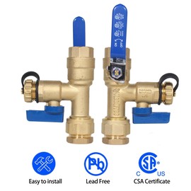 3/4 Inch IPS Valve Kit for Isolator Tankless Water Heater, Quality Brass Build for Rheem, Rinnai, Ecosmart, Navien