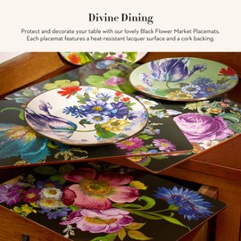 MACKENZIE-CHILDS Set of 4 Cork-Back Placemats, Hard-Finish Table Mats, (Color) Flower Market