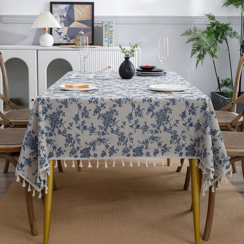 Anaado Cotton Linen Square Table Cloth for Dining Table, Table