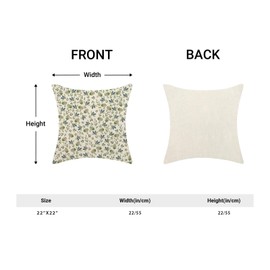 AEIOAE Sage Green Blue Daisy Floral Pillow Covers 22 x 22 Inch Set of 2, Vintage Block Print Flowers Decorative Outdoor Throw Pillows Farmhouse Linen Floral Pillow Case for Sofa Couch Decor
