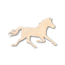 Unfinished Wood Running Wild Horse Shape - Sport - Farm Animal - Craft - up to 24" DIY 5" / 1/4"