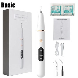 Droxen Plaque Remover for Teeth, Electric Tooth Cleaner Tartar Remover with Display,3 Modes Rechargeable Teeth Cleaning Kit with Dental Tools - Color: YA-White-Basic03