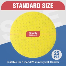 Selead Sandpaper 225 mm Velcro Durable Sanding Pads Pack of 25 Grit 180 Sanding Discs Perforated Sanding Sheets Round for Drywall Sanders Sanding Giraffe Ceiling Sander
