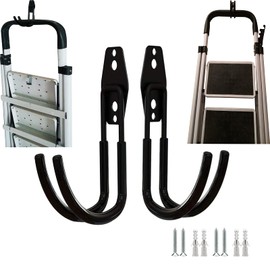 2Pcs Step Stool Hanger Wall Mount, Folding Step Stool Wall Mount Hook, Step Ladder Wall Mount Hanger, Telescoping Wall Mount Ladder Hooks for Home & Office Display & Storage Step Stools Tool (T-Type)