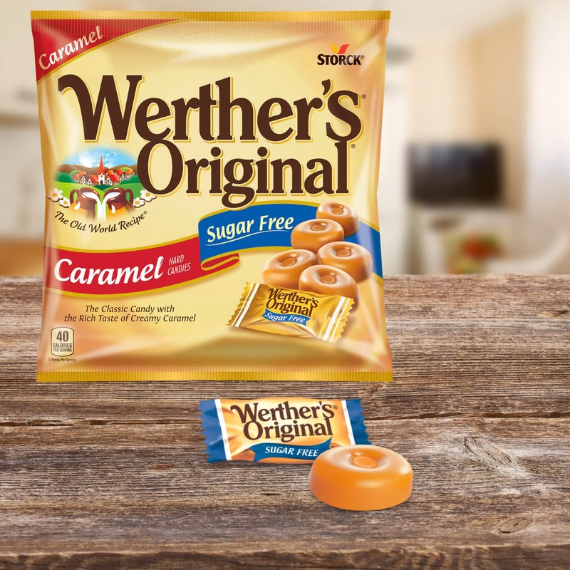 Werther's Original Caramel Sugar Free Hard Candies, Individually Wrapped Snacks