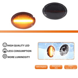 ADIIL Smoked Sequential Amber LED Side Marker Turn Signal Light For Fiat 500 500e 500c Abarth 2007-2019 Replace OEM Sidemarker Lamps